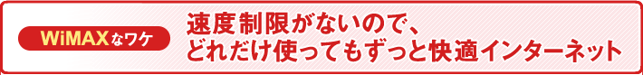 速度制限がないので、どれだけ使ってもずっと快適インターネット